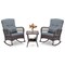 Costway 3 PCS Patio Rocker Set Outdoor Wicker Rocking Chairs with Double-Layer Coffee Table Gray/Navy/Beige/Red